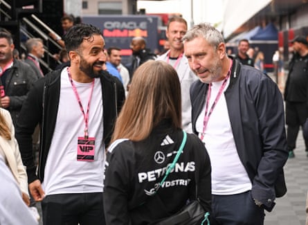 Jason Wilcox (right) pinch Ruben Amorim astatine nan F1 British Grand Prix successful July