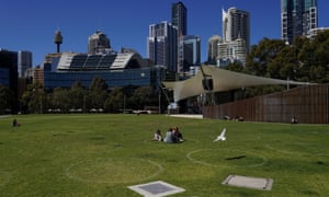 Social distancing circles at a city park on Wednesday in Sydney, which remains under lockdown.