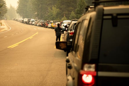 Gridlock as South Lake Tahoe residents flee the Caldor Fire.