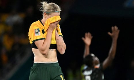 Australia’s Alanna Kennedy looks dejected after losing to Nigeria.