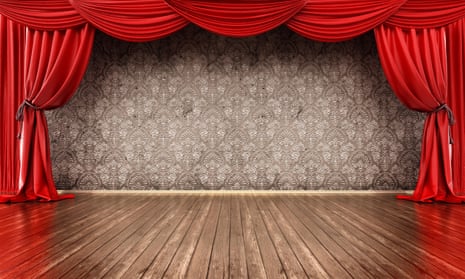 Theatre stage with red curtain