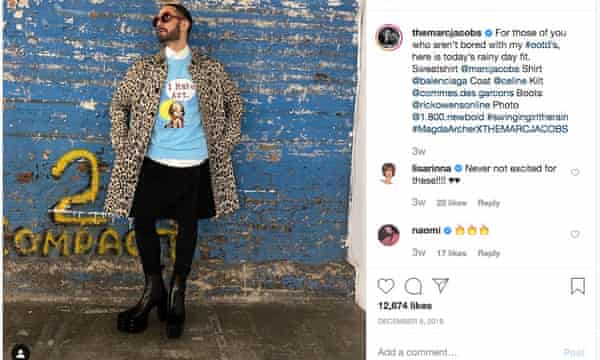 Un message sur les médias sociaux du designer Marc Jacobs.