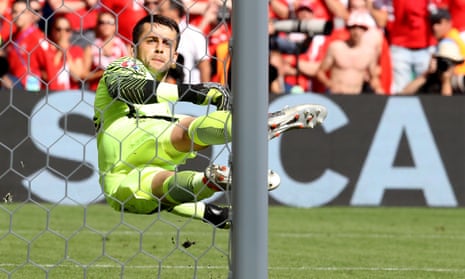 Poland’s goalkeeper Lukasz Fabianski looks pleased.