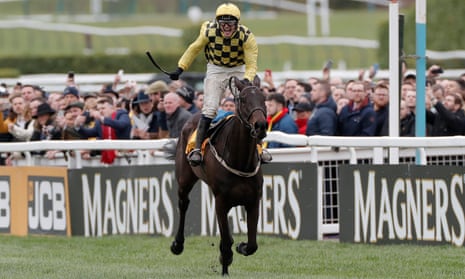 Paul Townend celebrates his victory in the Cheltenham Gold Cup on Al Boum Photo.