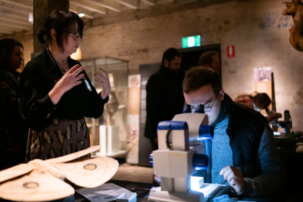 Visitors to an exhibition at Tasmania's Beaker Street Festival