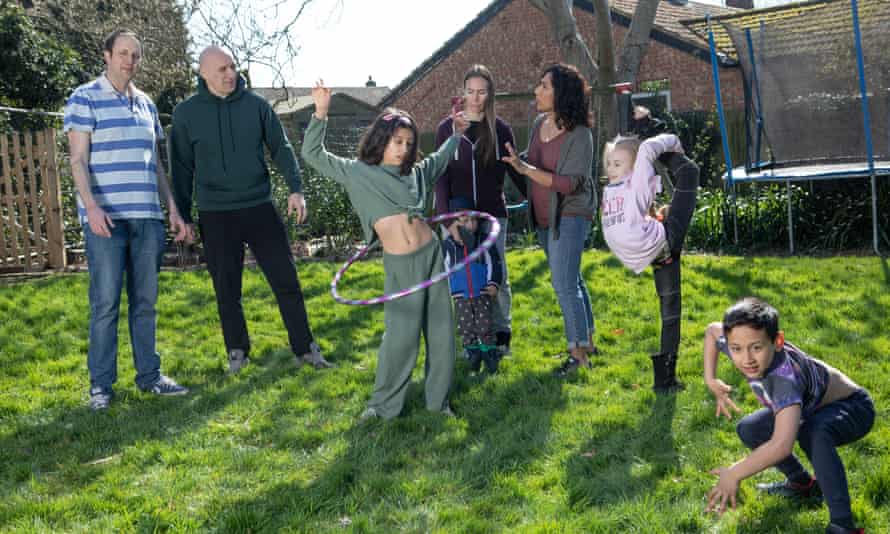 Refugees in the garden of British family