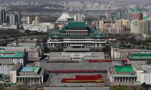 A rehearsal for the ‘Day of the Sun’ celebrations at Kim Il Sung Square in Pyongyang.