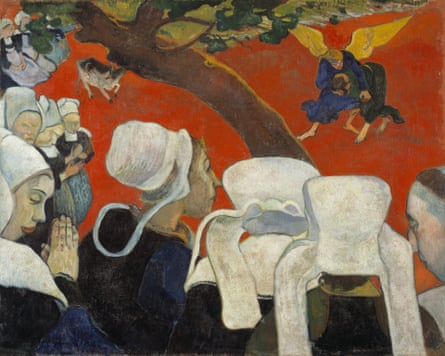 Vision of the Sermon (Jacob Wrestling with the Angel) by Paul Gauguin, 1888.