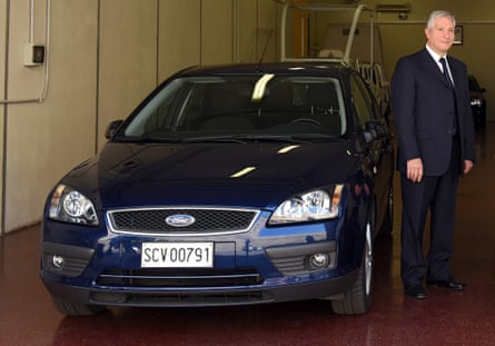 Driver Renzo Cestiè with the Pope’s Ford Focus.