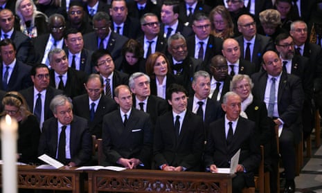 Joe Biden hails Jimmy Carter’s character in eulogy at memorial service celebrating former president’s long life – latest updates From left, seated in the front row at Jimmy Carter’s memorial service is UN secretary general António Guterres, Prince Edward of the United Kingdom and Canadian prime minister Justin Trudeau.