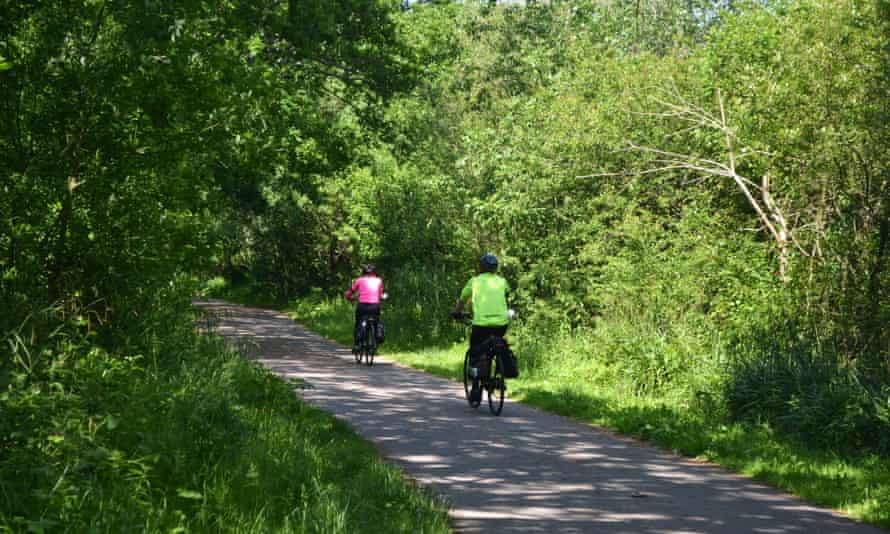 Cyclists on the Cuckoo Trail, Hailsham,