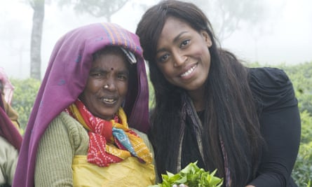 The soul singer Mica Paris, a Fairtrade ambassador, visiting tea producers in India.