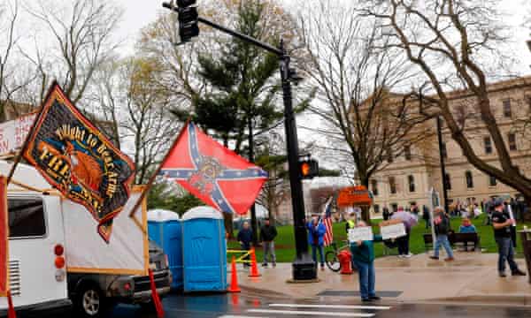 Swastikas And Nooses Governor Slams Racism Of Michigan Lockdown Protest Us News The Guardian