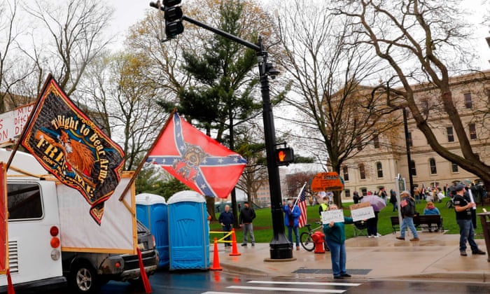 Swastikas And Nooses Governor Slams Racism Of Michigan Lockdown Protest Us News The Guardian