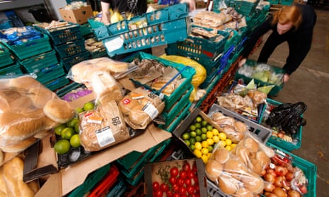 Surplus food donated by supermarkets at the Real Junk Food Project, to be redistributed by volunteers to schools, cafes and restaurants