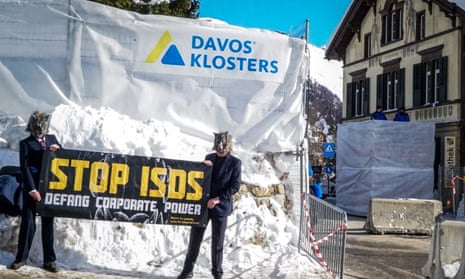 Protesters outside the World Economic Forum in Davos
