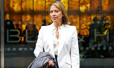 Her nipped-in suits and high heels are armour … Nicola Walker as Hannah.