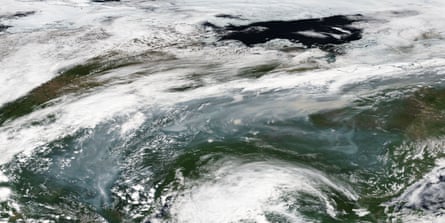 Satellite images show wildfire smoke over central Siberia on 3 July