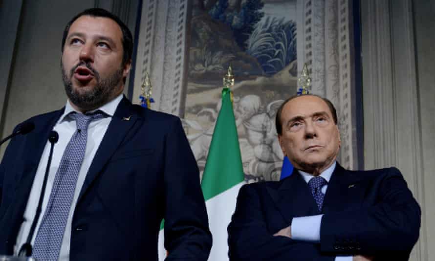 Matteo Salvini with Silvio Berlusconi.