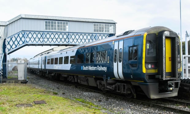 A South Western Railway train at Yeovil Junction station in 2019