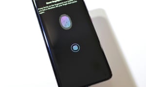 The in-screen fingerprint scanner works in one particular spot that lights up when needed.