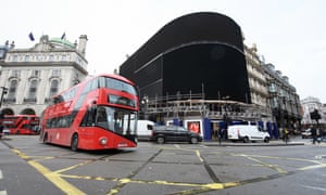 piccadilly circus advertising hoardings, switched off.