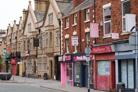 Shuttered shops in Warrington town centre