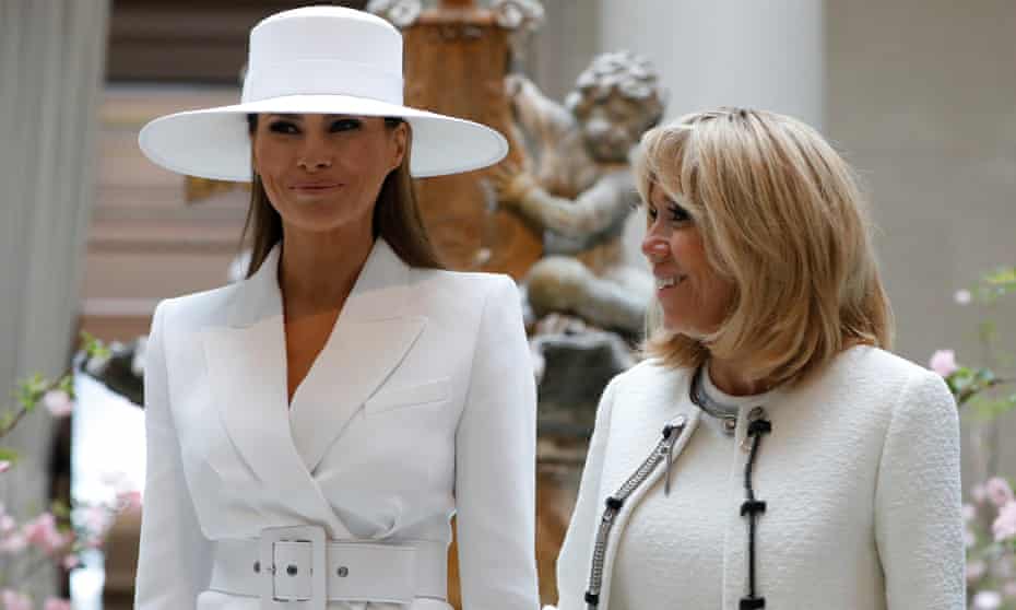 Melania Trump and Brigitte Macron at the National Gallery of Art. ‘She’s much more constrained than I am. I go out every day in Paris,’ said Macron of Trump.