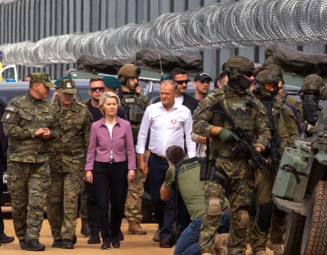 European Commission president Ursula von der Leyen and Polish prime minister Donald Tusk visit Poland's border with Belarus, near Ozierany Małe, Poland.
