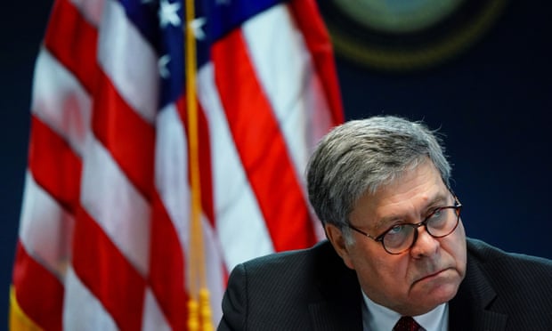 Bill Barr in Georgia on Monday. Barr said in a statement: ‘We cannot allow federal tax dollars to be wasted when the safety of the citizenry hangs in the balance.’