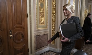 Pam Bondi, a member of Trump’s legal team, during a break in the trial.