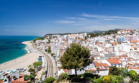Beach and town of Sant Pol de Mar, Catalonia, Spain.