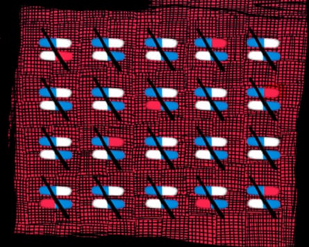 An illustration showing sets of tablets with crosses through them