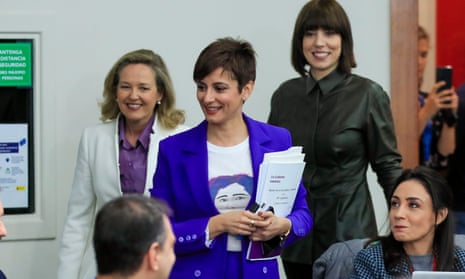 The Spanish finance minister Nadia Calviño (left)