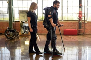 Robotic exoskeletons such as this one can help people who have suffered spinal injuries.