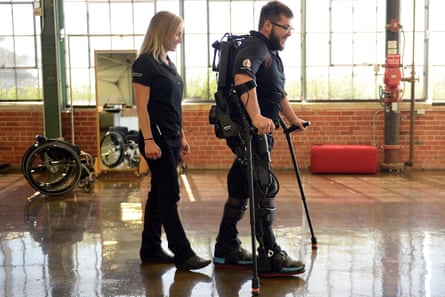 Robotic exoskeletons such as this one can help people who have suffered spinal injuries.