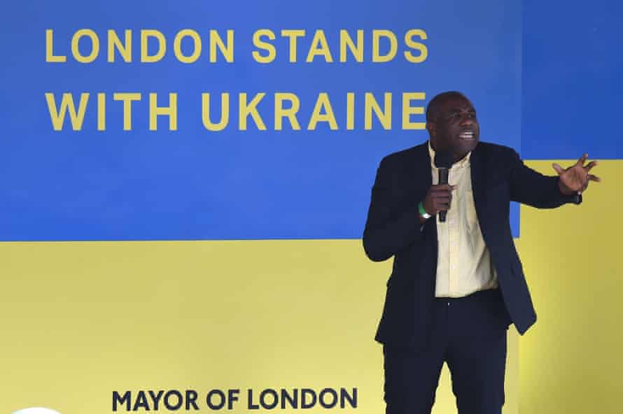 David Lammy speaking at the London Stands with Ukraine rally in London on Saturday last week.