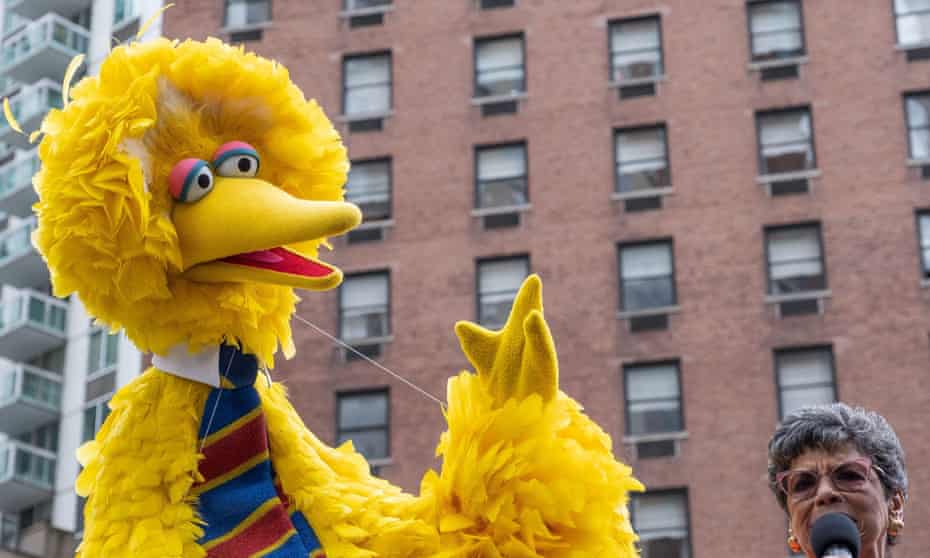 Big Bird, the 8 ft 2 inch beloved yellow bird from Sesame Street, is seen at a block dedication ceremony in New York.