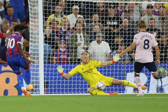Big save from Ramsdale to put Arsenal ahead.