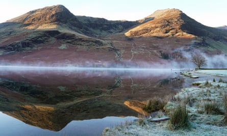 Mist over Buttermere lake in the Lake District