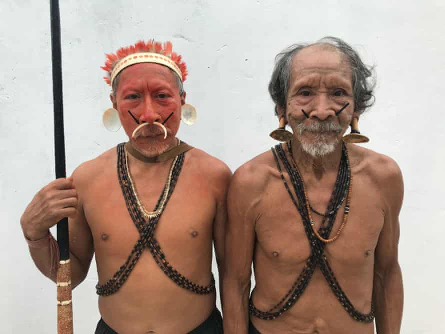 Matis elders gather in the Amazon town of Atalaia do Norte.
