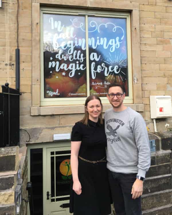 James and Louise outside Read. bookshop in Holmfirth.