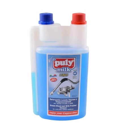 A one litre bottle of Puly Caff Milk Frother Cleaner