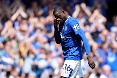 Abdoulaye Doucouré in tears at Everton’s final match at Goodison