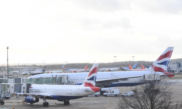 Planes are grounded on Gatwick airport in Sussex