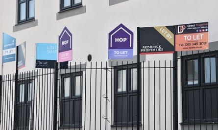 Placards from various estates agents advertising new properties to let in 2021 in Leeds