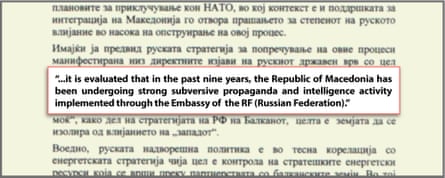 Screengrab of a briefing prepared for the director of Macedonia’s intelligence agency, the UBK
