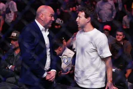 Dana White and Mark Zuckerberg attend UFC 300 event at T-Mobile Arena in Las Vegas last year.