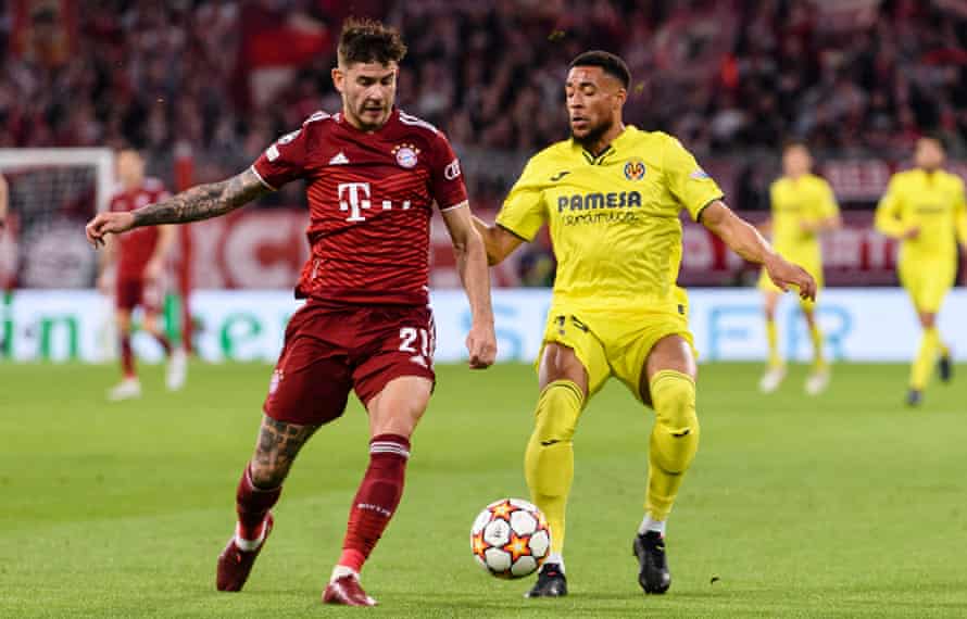 Lucas Hernandez, battling here with Villarreal’s Francis Coquelin, has not justified his €80m fee.
