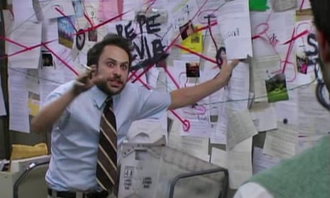 Charlie Day as Charlie in It’s Always Sunny in Philadelphia has become a popular internet shorthand for ‘conspiracy theory’